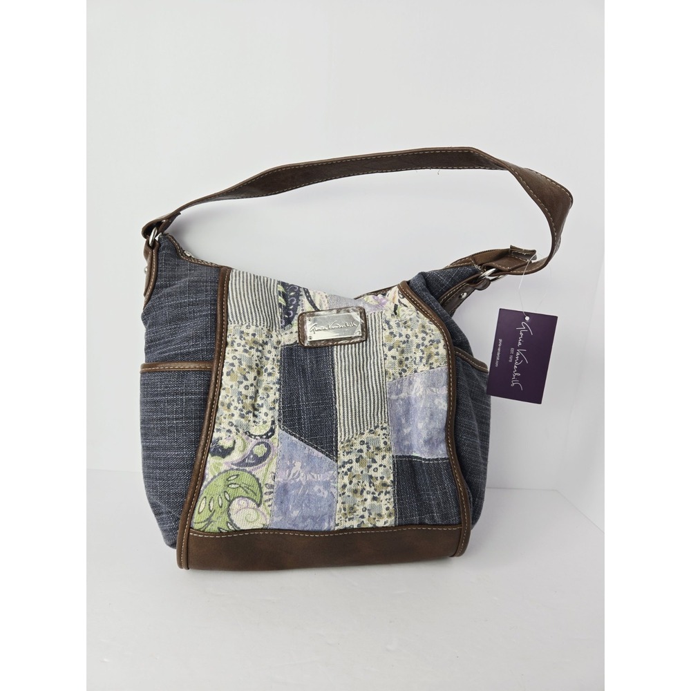 Gloria Vanderbit purse bag NWT summer blue brown patchwork
